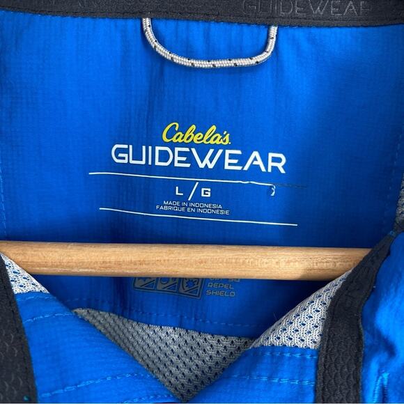 Cabelas Guidewear Shirt Mens Blue Button-Down Nylon Gorpcore Fishing Safari L - Picture 4 of 9
